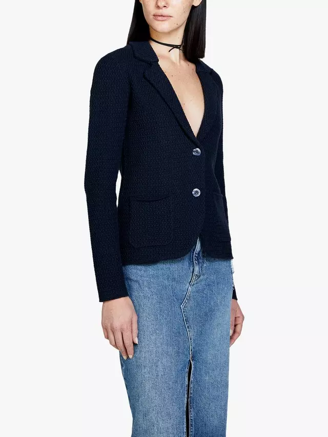 

Блейзер SISLEY Knitted Cotton, темно-синий