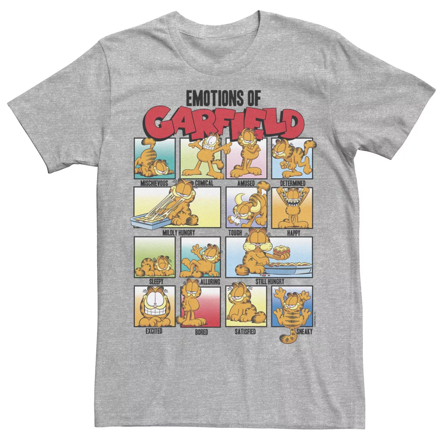 Мужская футболка с плакатом Garfield Emotions Of Garfield Licensed Character