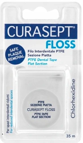Зубная нить 35 м, 1 шт. Curasept, Floss Ptfe зубная нить curaprox ptfe floss tape df820 с хлоргексидином 35 м
