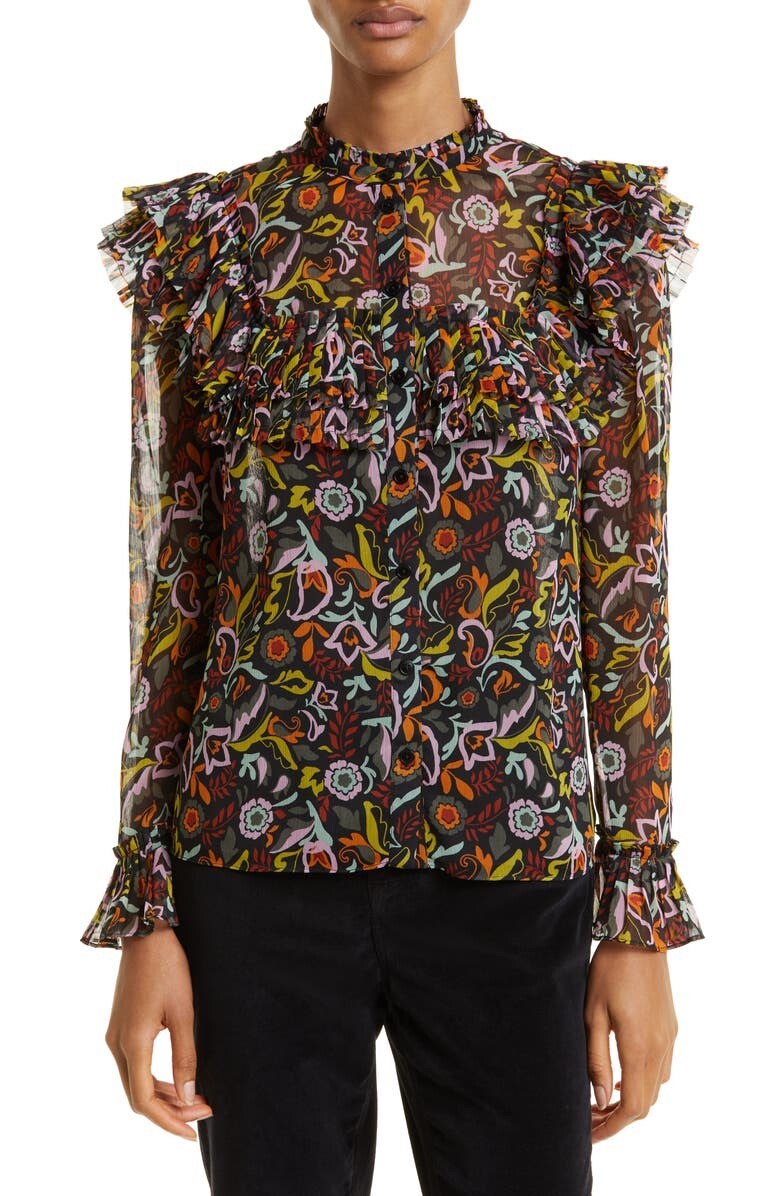 

Блузка с оборками Ehllana TED BAKER LONDON, черный