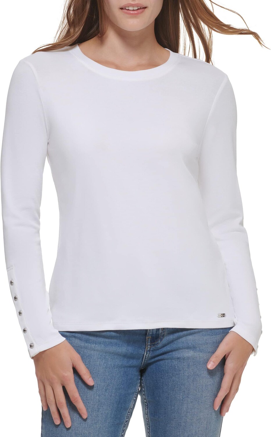 

Длинный рукав с круглым вырезом и манжетой на пуговицах Calvin Klein, цвет Soft White