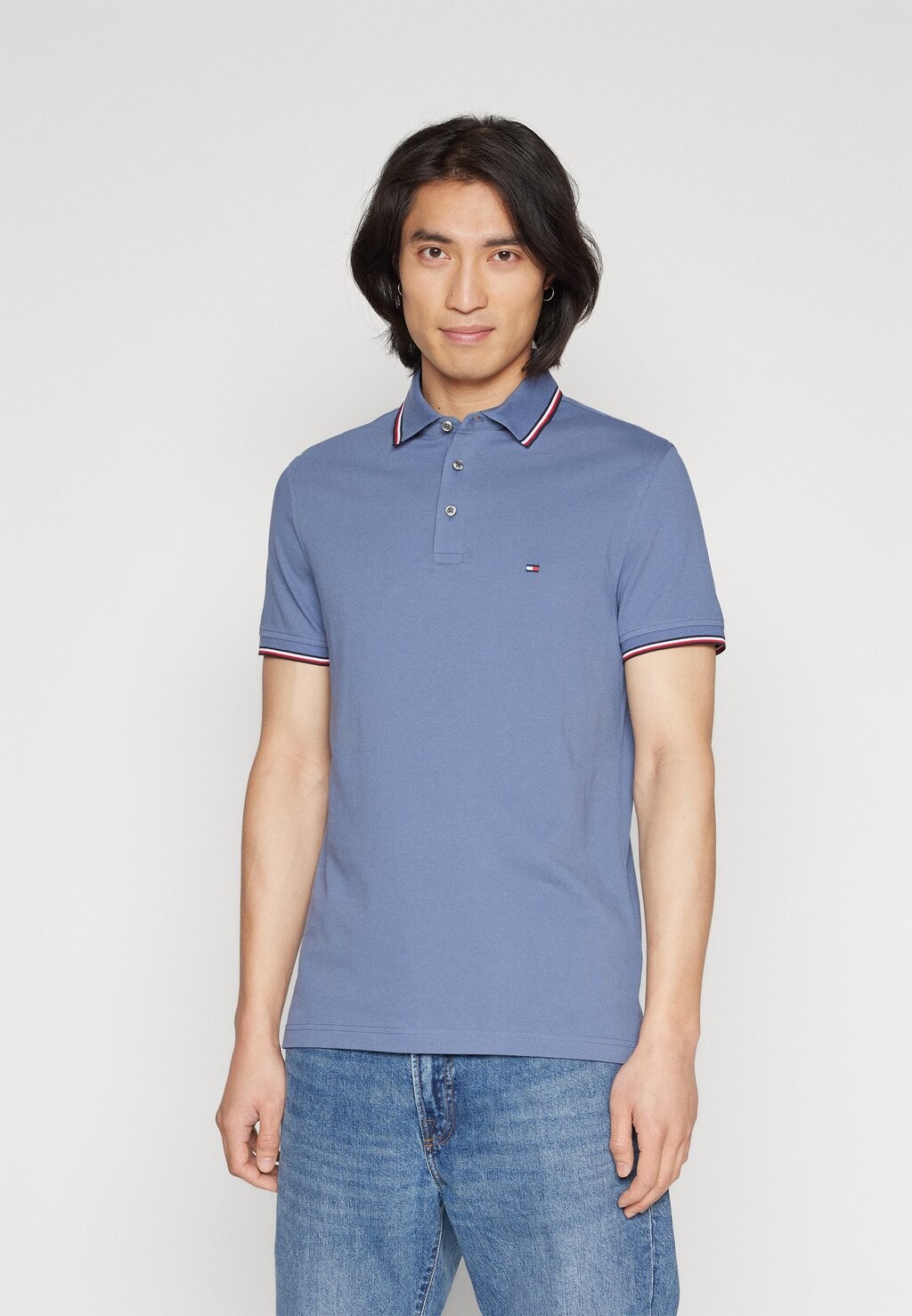 

Поло Tipped Slim Tommy Hilfiger, цвет faded indigo