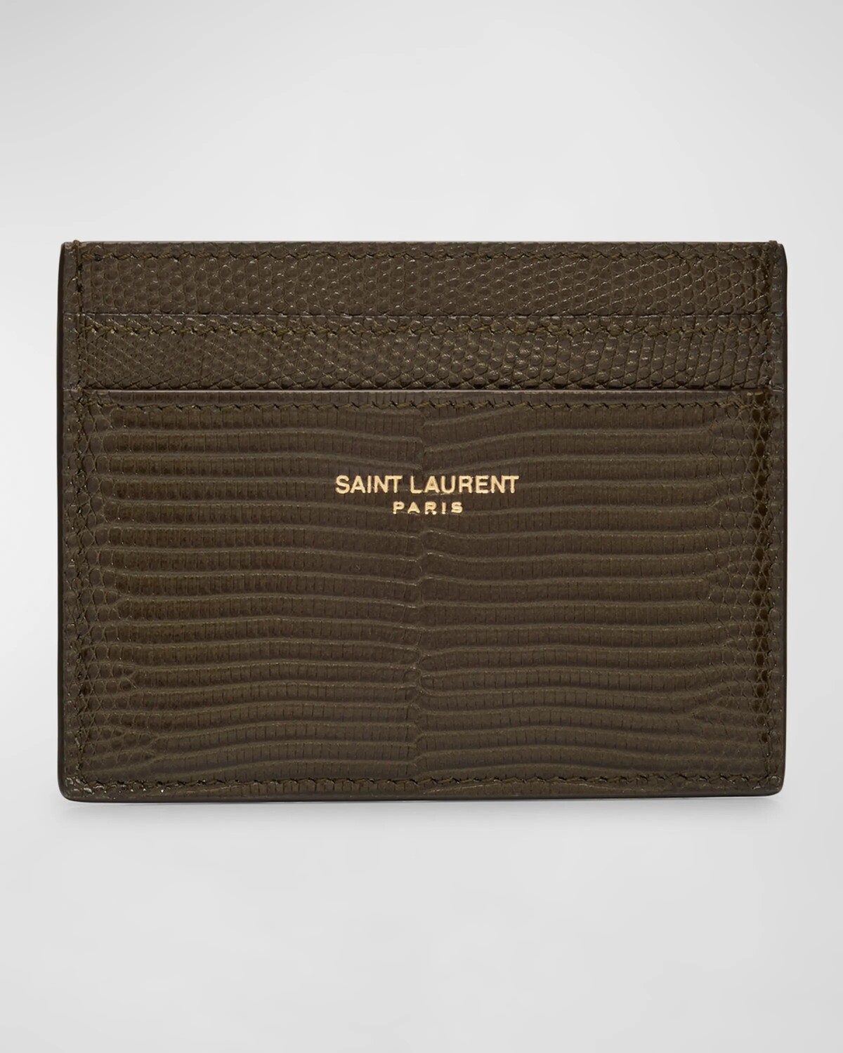 

Мужская визитница из кожи с эффектом ящерицы Saint Laurent, цвет Poisongrn