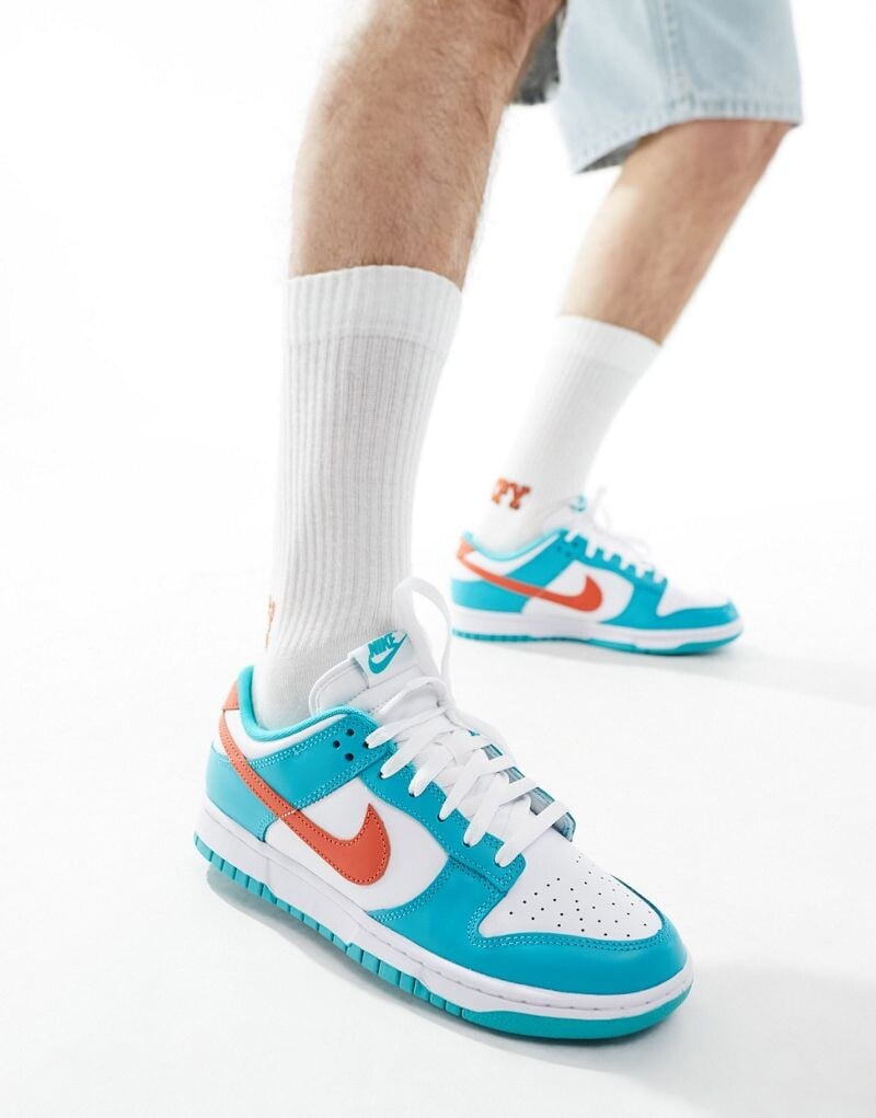 

Nike - Dunk - бело-синие низкие ретро кроссовки