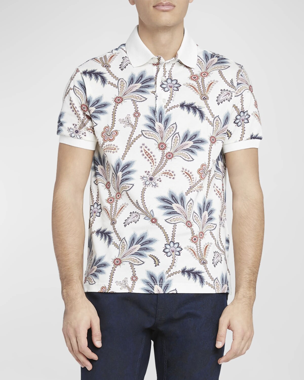 

Мужская рубашка поло с принтом пейсли Etro, цвет Print On White Base