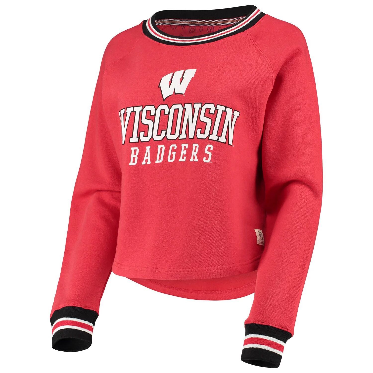 

Женский укороченный пуловер с регланами Red Wisconsin Badgers Cali Cosy, толстовка с принтом Pressbox Red Wisconsin Badgers
