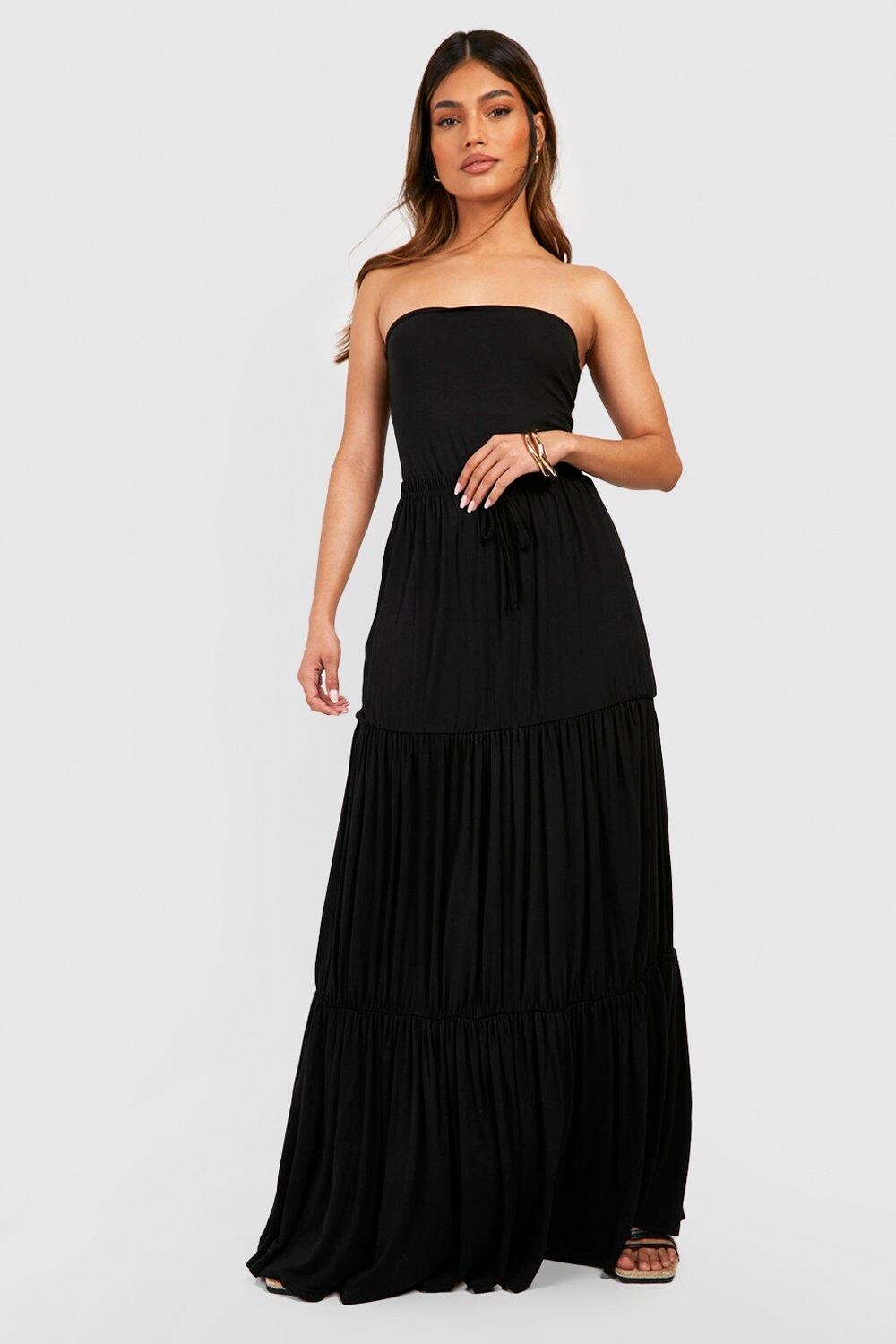 

Ярусная юбка макси в бохо Boohoo, черный