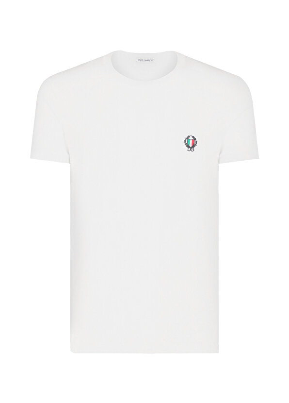 Белая футболка с вышитым логотипом Dolce&Gabbana