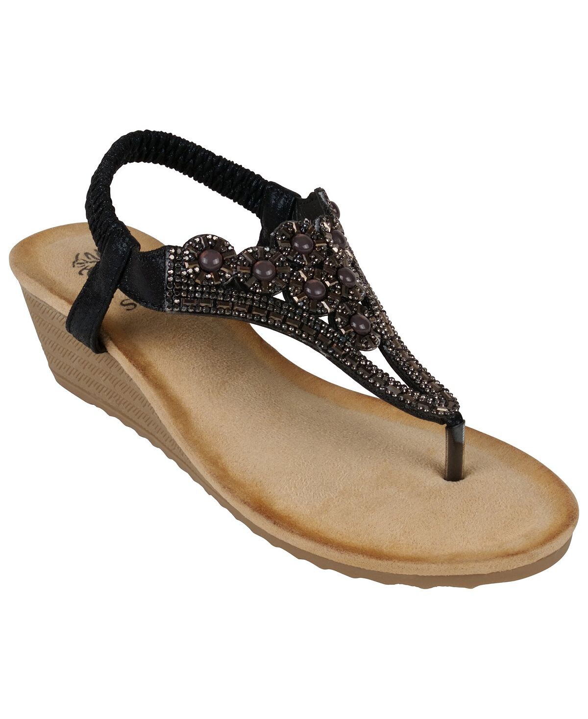 

Женские босоножки на танкетке с украшением Chloe GC Shoes, черный
