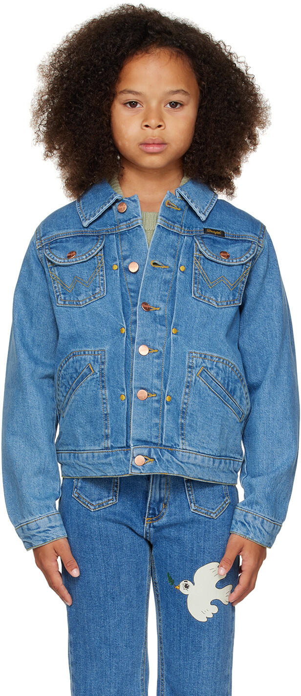 

Детская синяя джинсовая куртка Wrangler Edition Peace Dove Mini Rodini, Синий