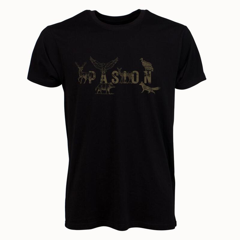 Мужская футболка для охоты Passion Brunette Passion Animals черная PASION MORENA, цвет negro