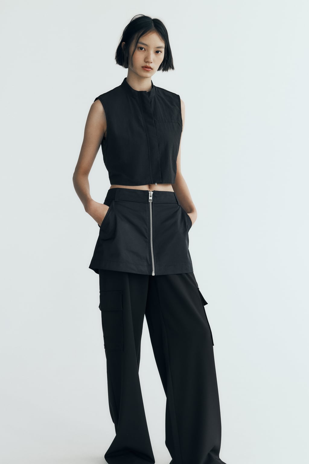 

Нейлоновая юбка ZARA, черный