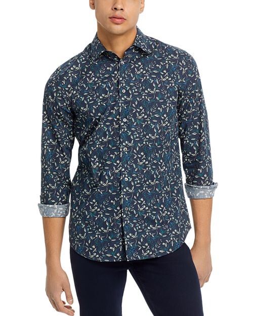 

Рубашка узкого кроя на пуговицах с цветочным принтом Paul Smith, цвет Blue