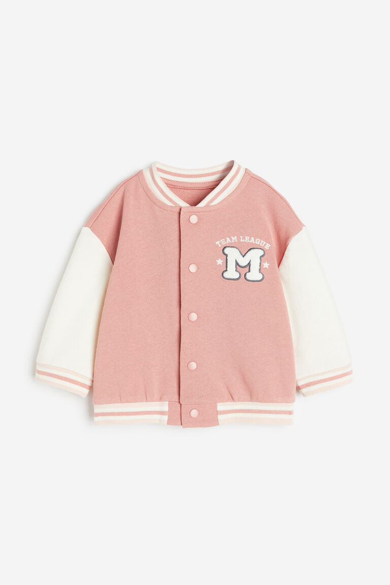 Хлопковая бейсбольная куртка H&M, розовый