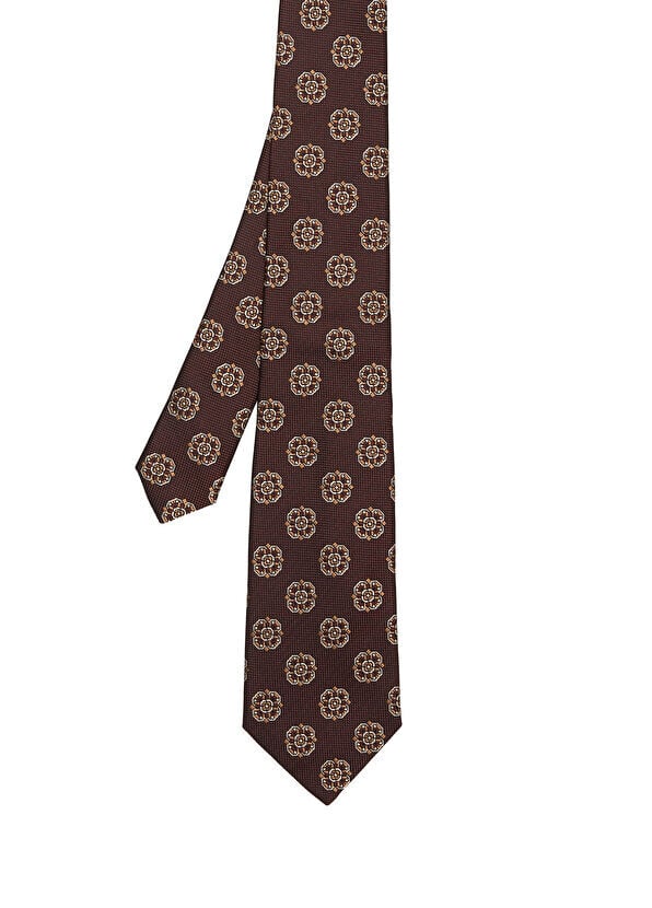 

Коричневый шелковый галстук Canali, белый