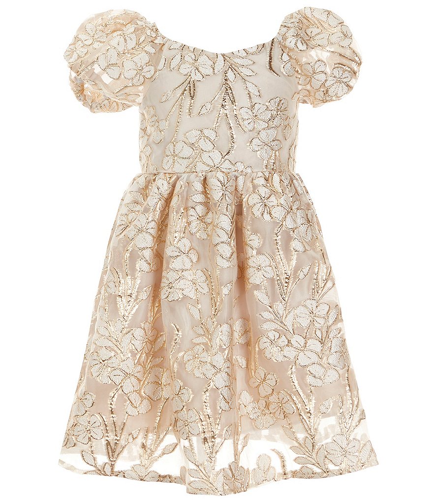 Платье Babydoll из выгоревшей органзы с пышными рукавами для маленьких девочек 2T-6X Rare Editions, бежевый платье с кружевными рукавами и двойным бантом для маленьких девочек rare editions