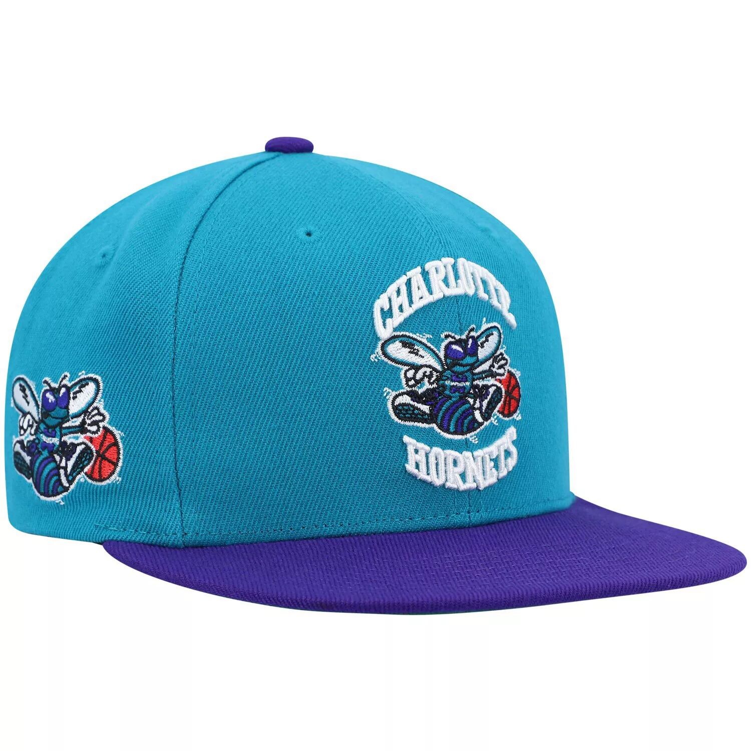 

Мужская классическая бейсболка Snapback из твердой древесины Mitchell & Ness темно-зеленого/фиолетового цвета Charlotte Hornets