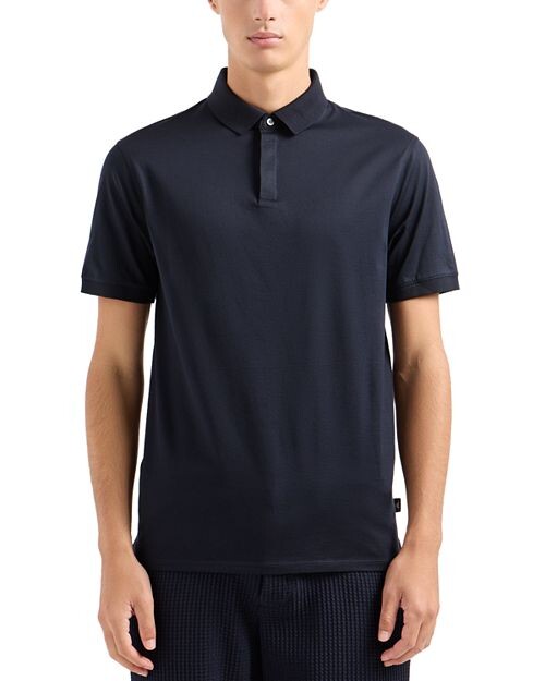 

Рубашка поло с короткими рукавами из мерсеризованного хлопка Emporio Armani, цвет Blue