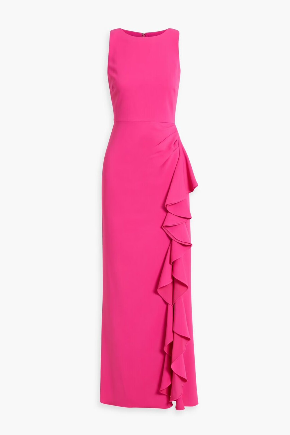 

Платье из крепа с драпировкой и оборками Badgley Mischka, розовый