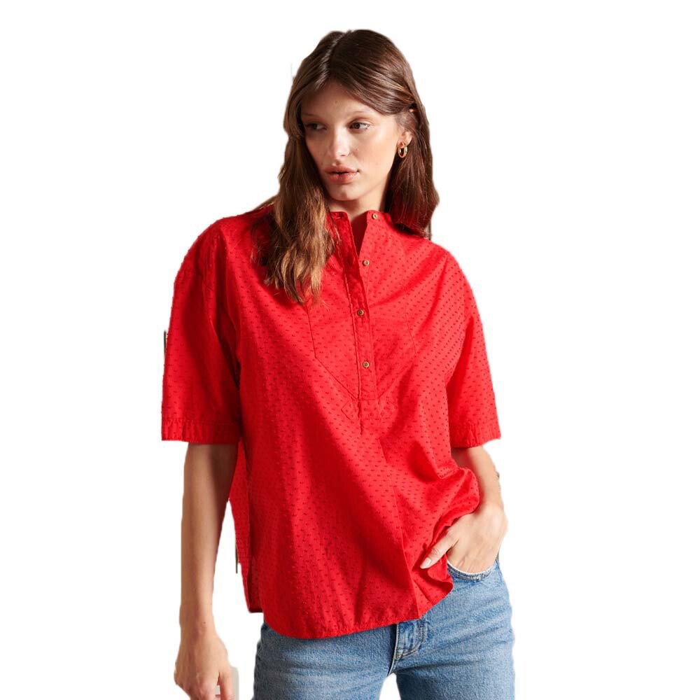 

Блузка Superdry Grandad Collar, красный
