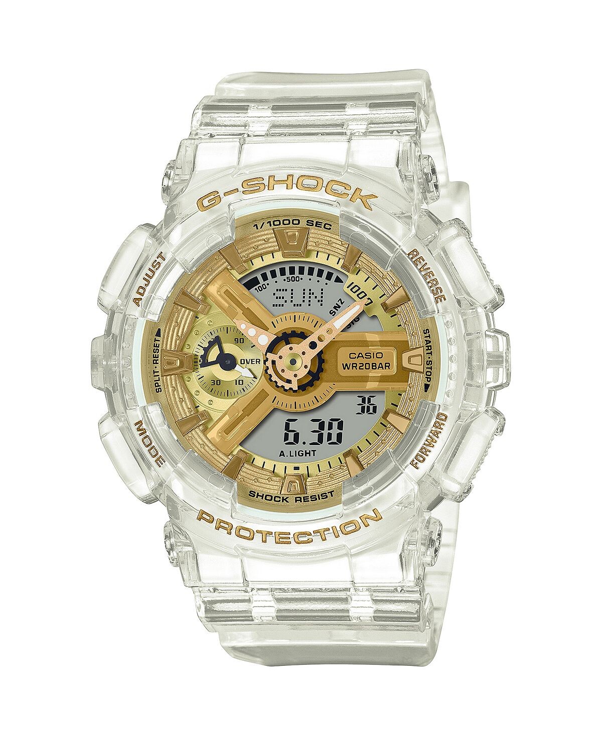 

Аналоговые цифровые часы унисекс из прозрачной смолы, 45,9 мм, GMAS110SG-7A G-Shock