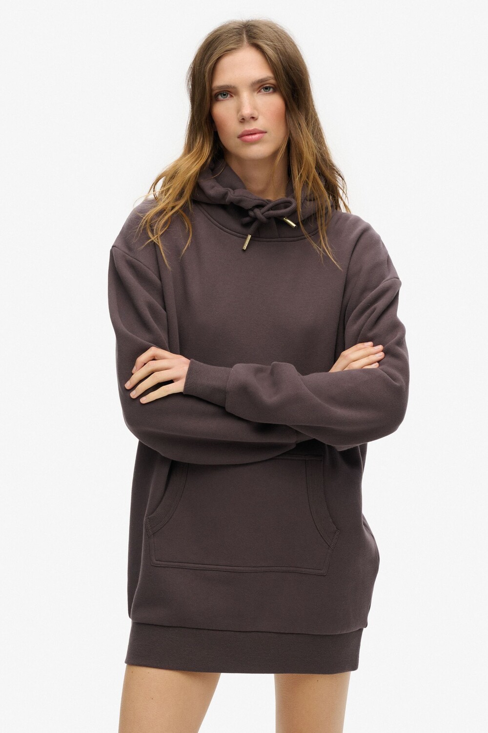 

Платье толстовка с капюшоном и стразами с татуировкой Superdry, коричневый