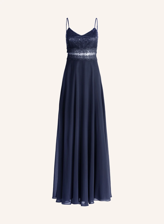 Вечернее платье с кружевом и пайетками Vm Vera Mont, синий