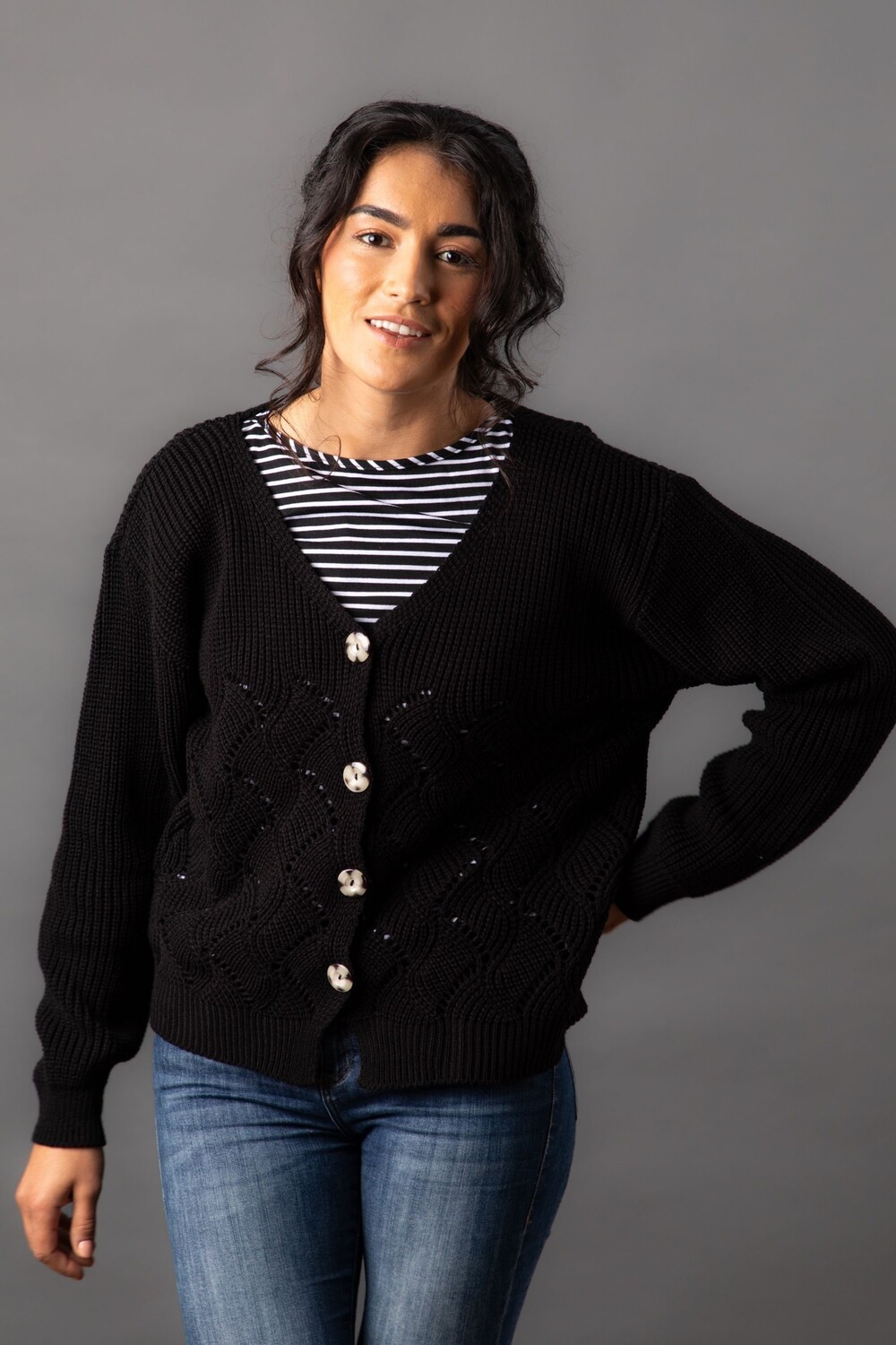 

- Кожаный кардиган с V-образным вырезом Lakeland Imogen Lakeland Clothing, черный