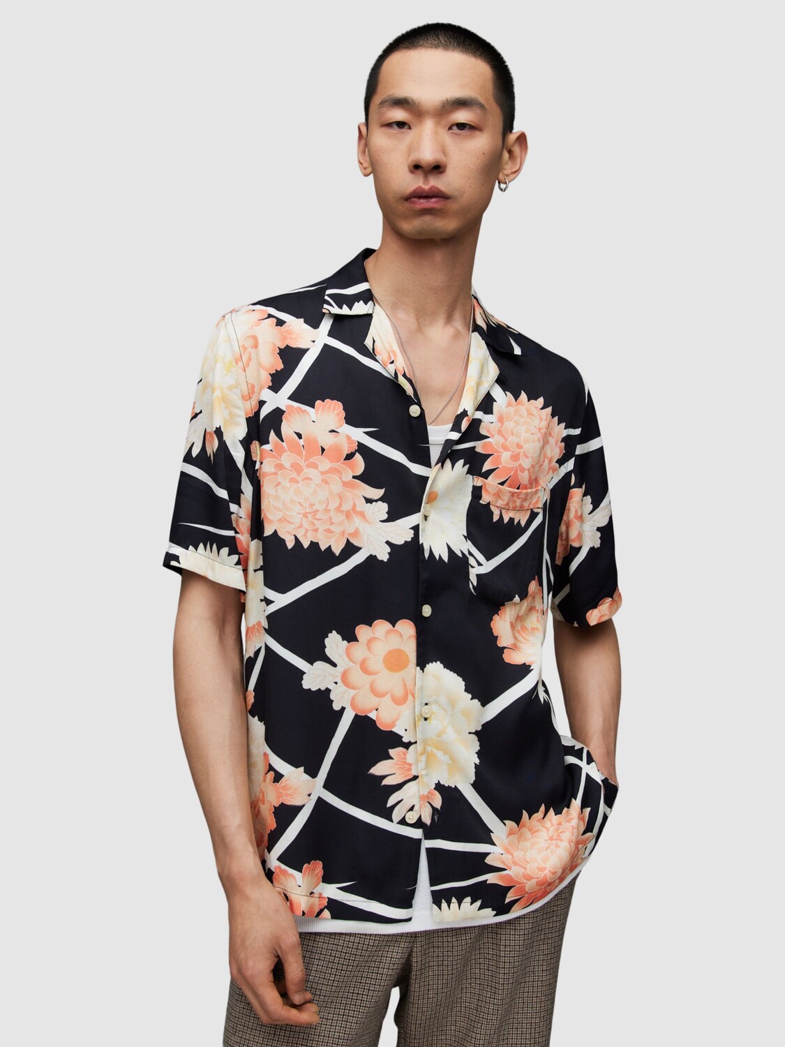 

Рубашка с коротким рукавом Сакура AllSaints, черный/мульти
