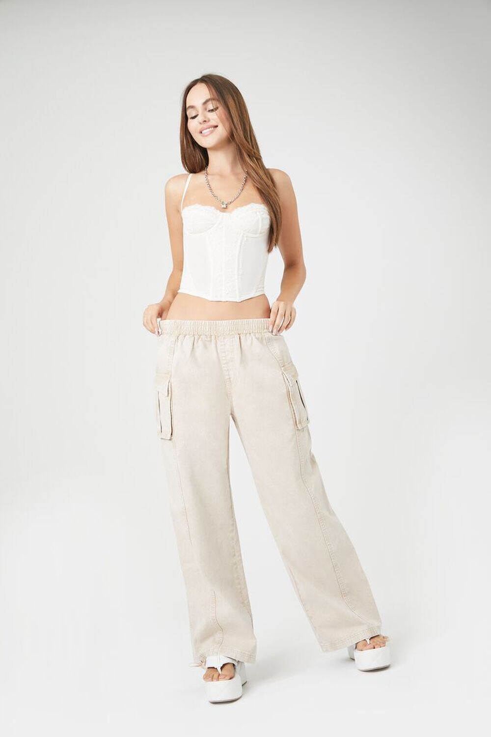 

Широкие брюки-карго Forever 21, хаки