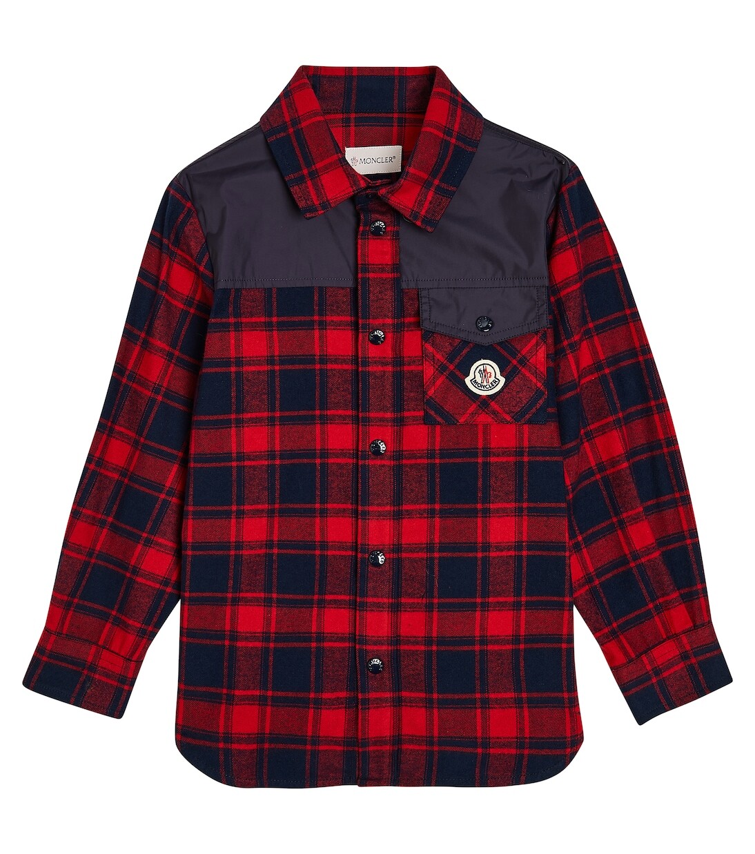 

Рубашка из хлопковой фланели в клетку Moncler Enfant, мультиколор