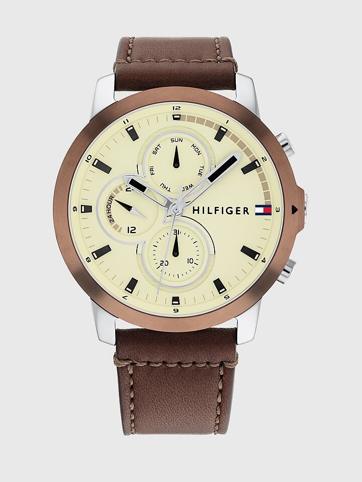 

Повседневные часы Sub-Dials с коричневым кожаным ремешком Tommy Hilfiger
