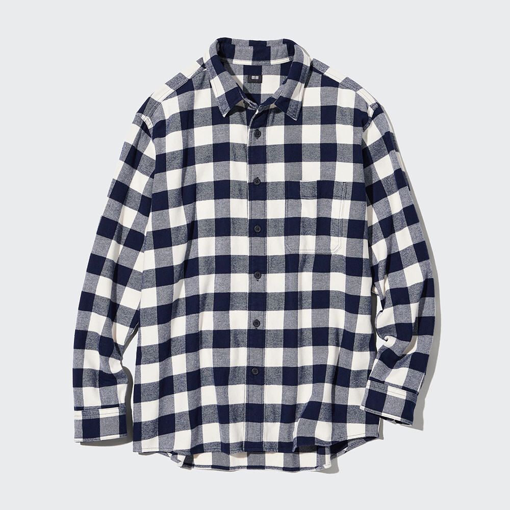 

Предпродажная мужская и женская фланелевая клетчатая рубашка Uniqlo с длинными рукавами, свободная