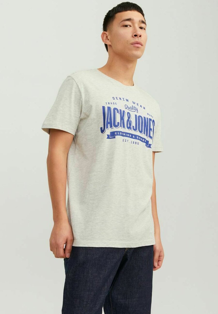 

Футболка с принтом Jack & Jones, молочный, Серый