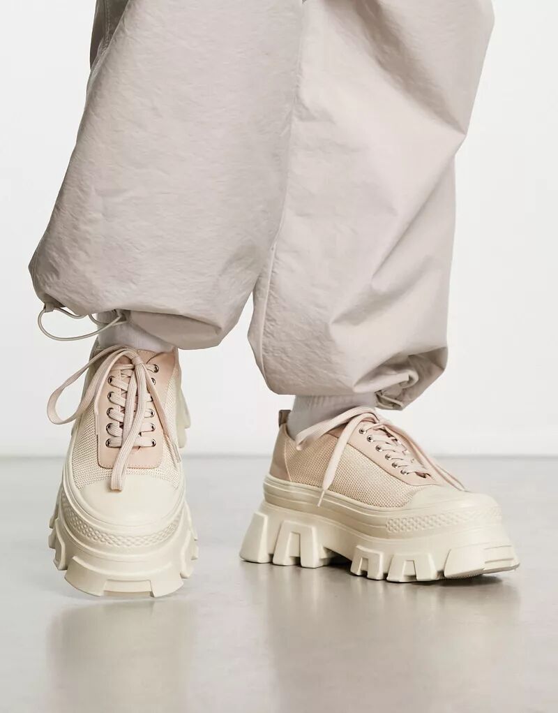 Массивные туфли на шнуровке Public Desire Man Krypto нейтрального бежевого цвета public