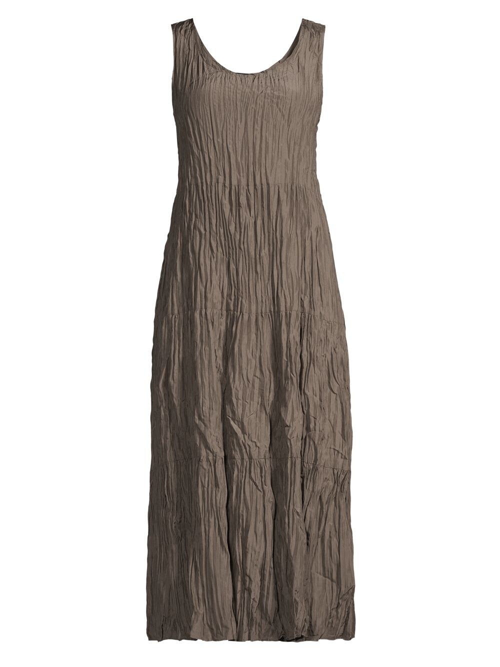 

Многоярусное текстурированное шелковое платье-макси Eileen Fisher, коричневый
