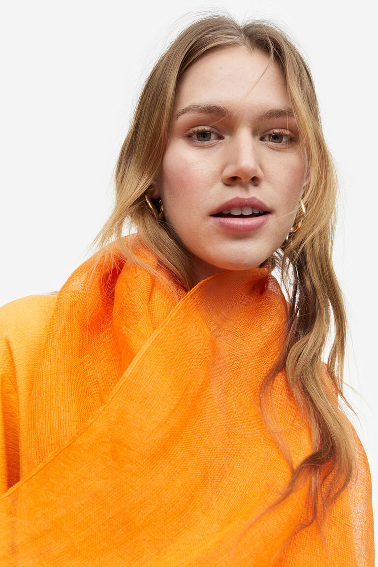 Льняной шарф H&M, оранжевый льняной шарф h