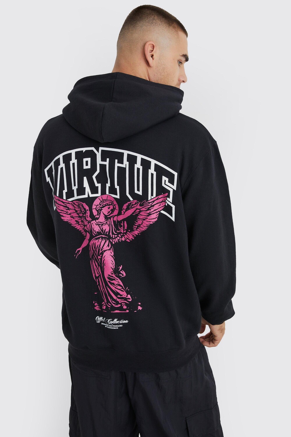 

Худи оверсайз с графикой virtue Boohoo, черный