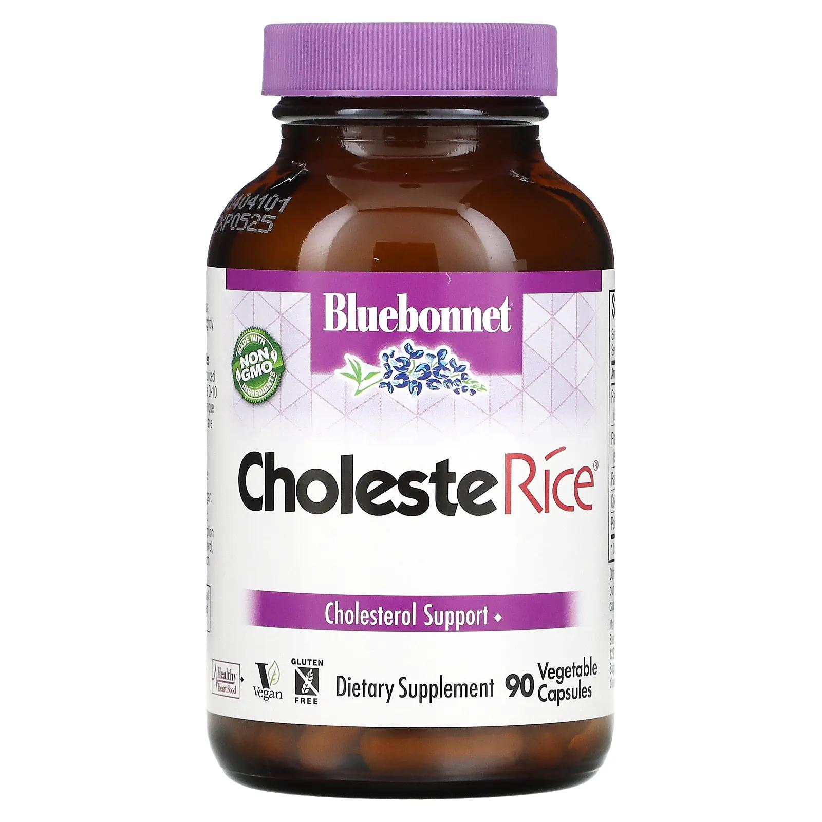 Bluebonnet Nutrition CholesteRice 90 капсул в растительной оболочке bluebonnet nutrition канталупа экстракт плода дыни 100 iu международных единиц 60 капсул на растительной основе