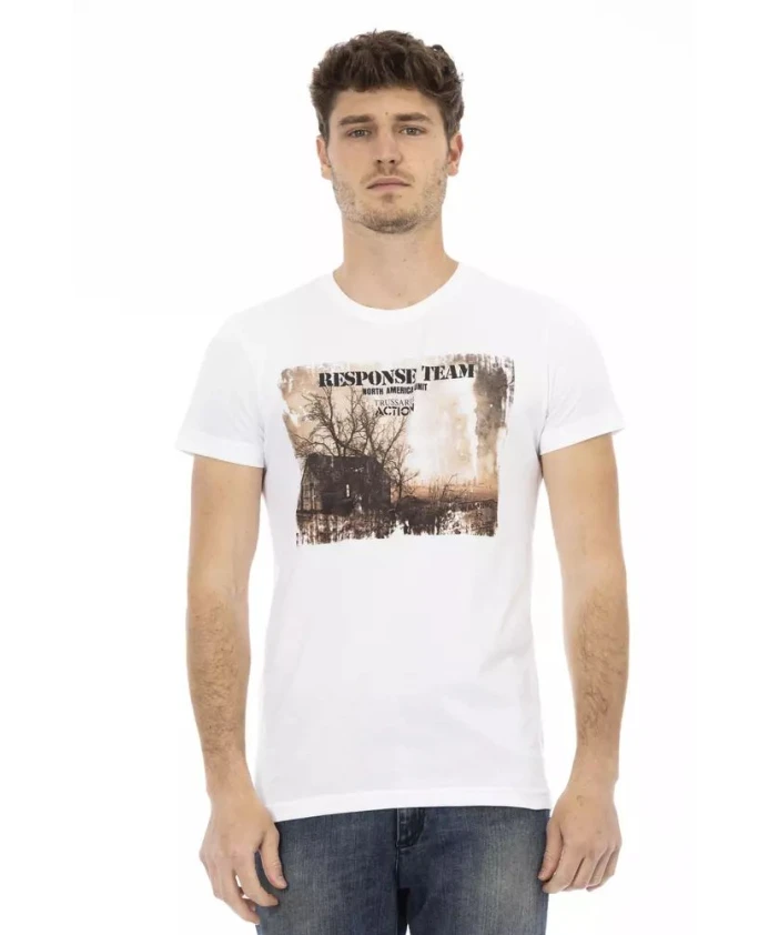 

Яркая мужская хлопковая футболка Trussardi, белый