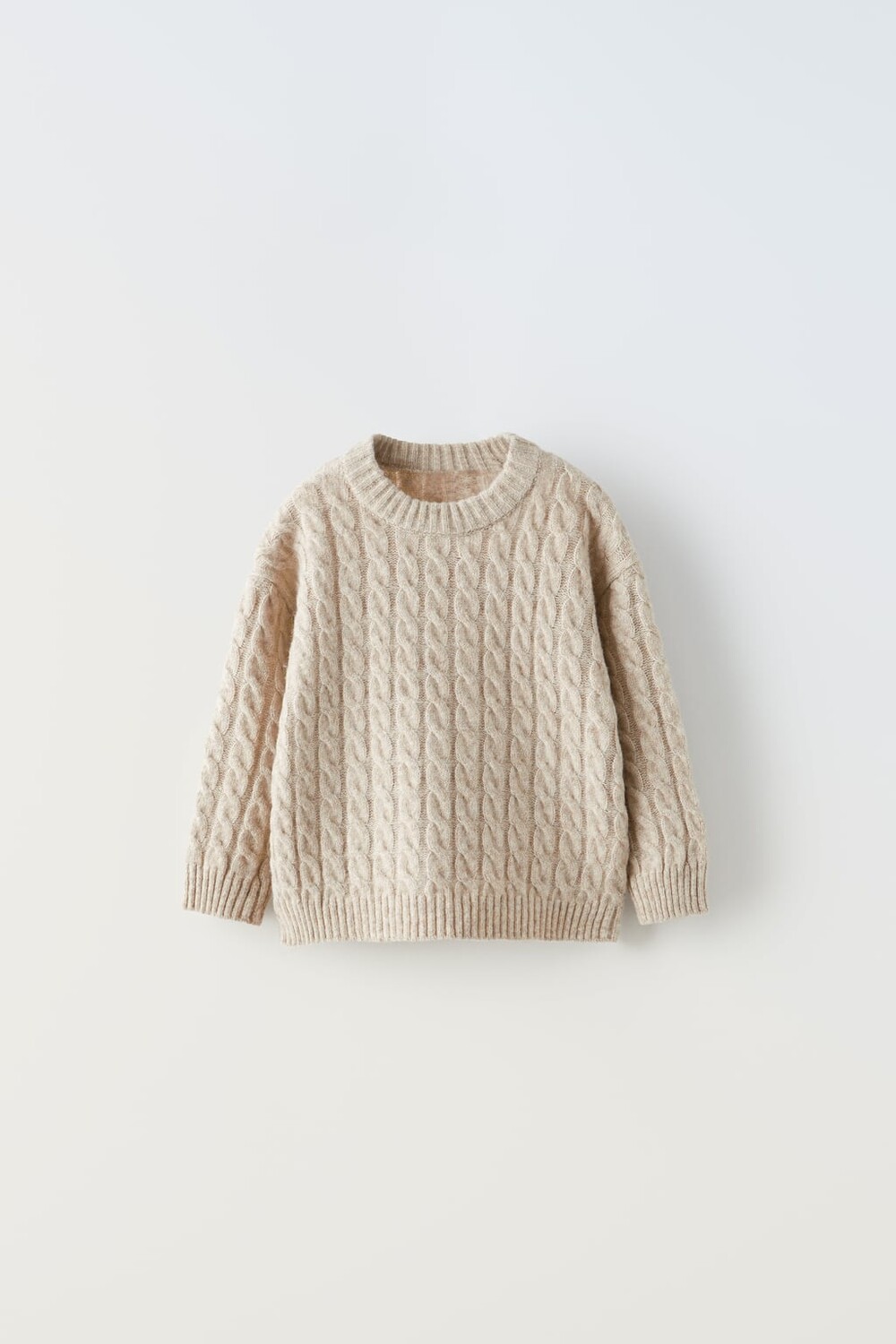 

Свитер кабельной трикотажи ZARA, светло-бежевый
