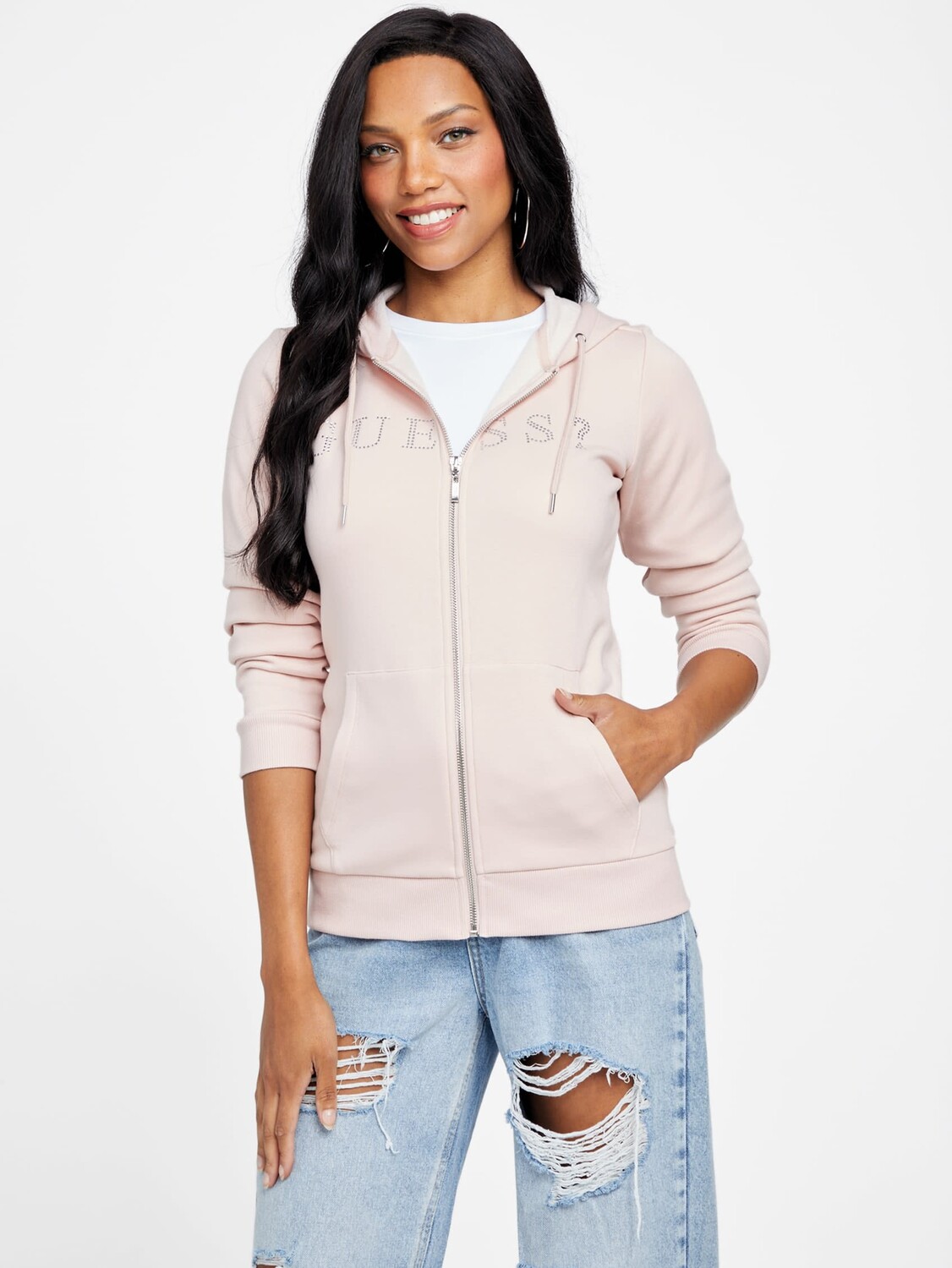 

Толстовка Mia на молнии с логотипом Guess Factory, цвет Dimrose