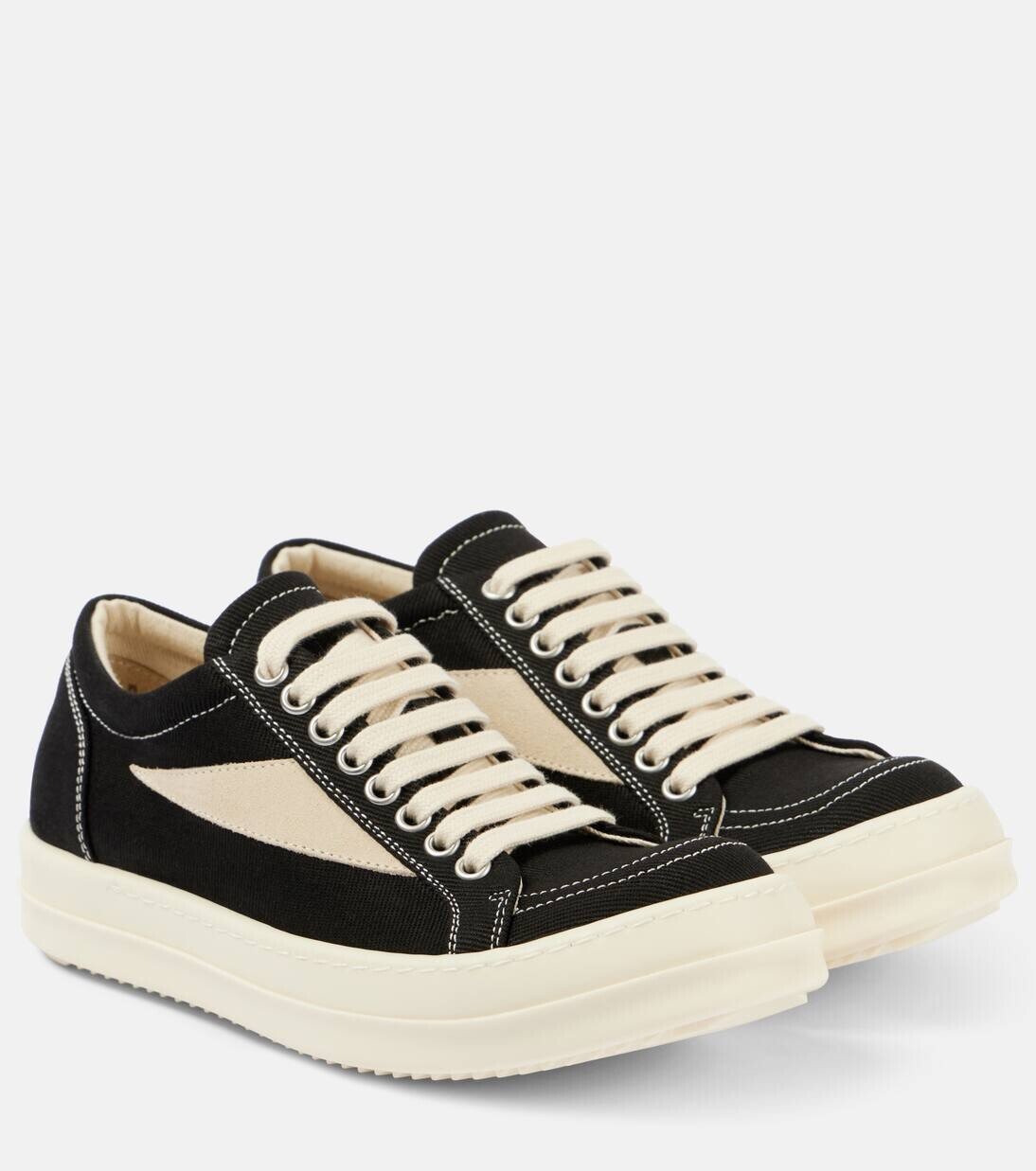 

Кроссовки из денима с замшевой отделкой Rick Owens, цвет black/milk/milk