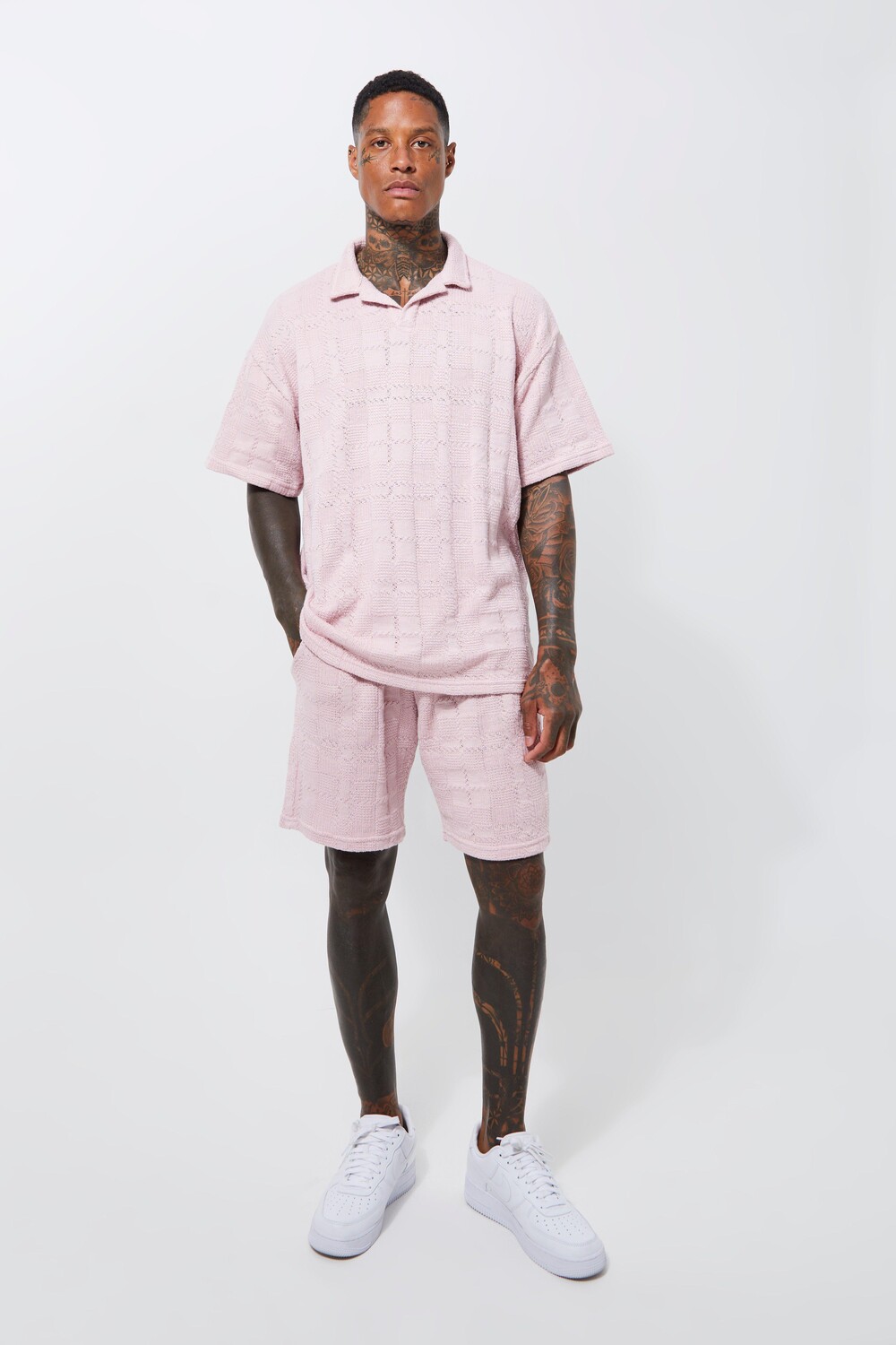 

Поло и короткий комплект oversize revere Boohoo, сиреневый, Фиолетовый