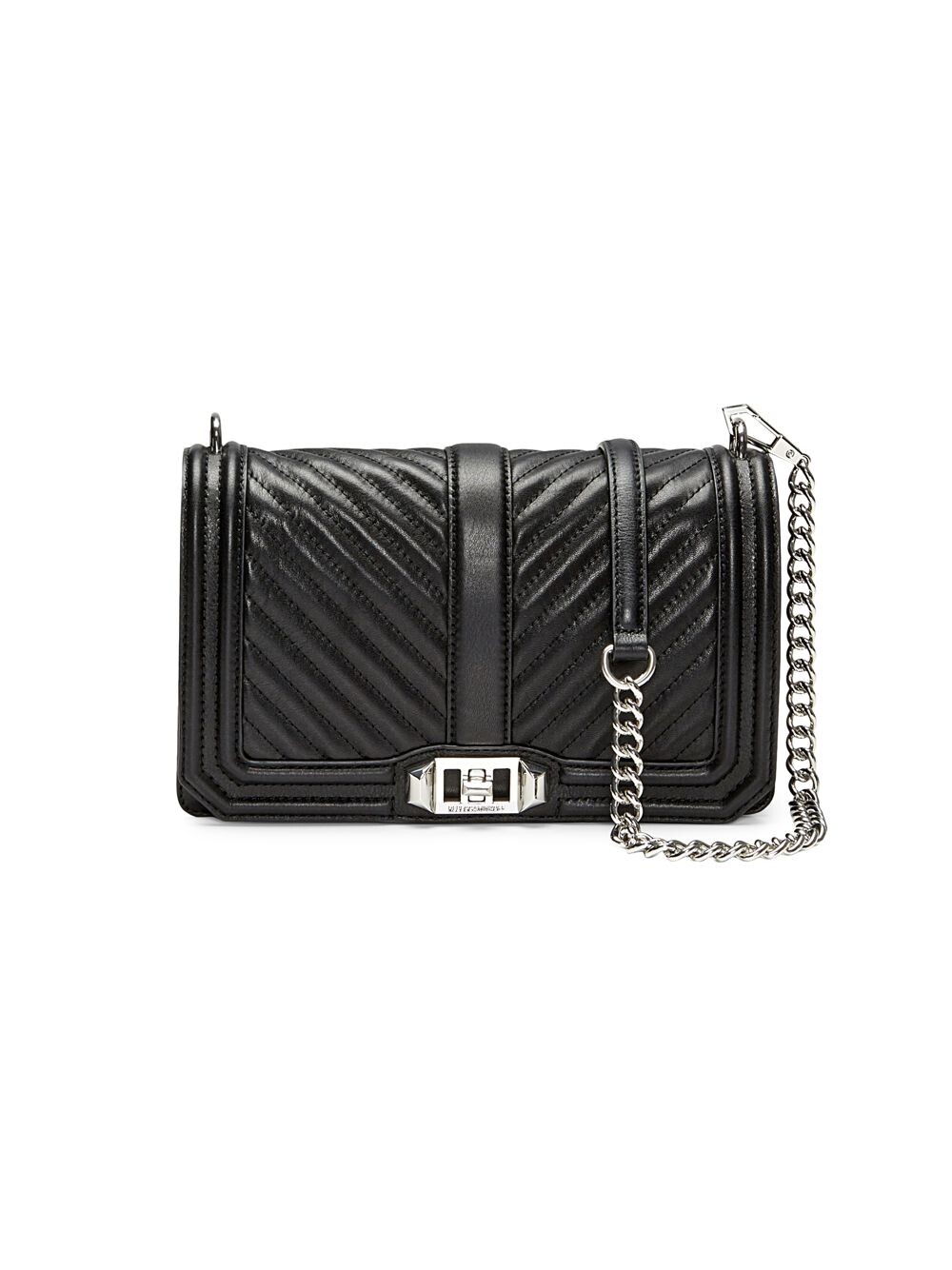 

Стеганая кожаная сумка через плечо Love Chevron Rebecca Minkoff, черный