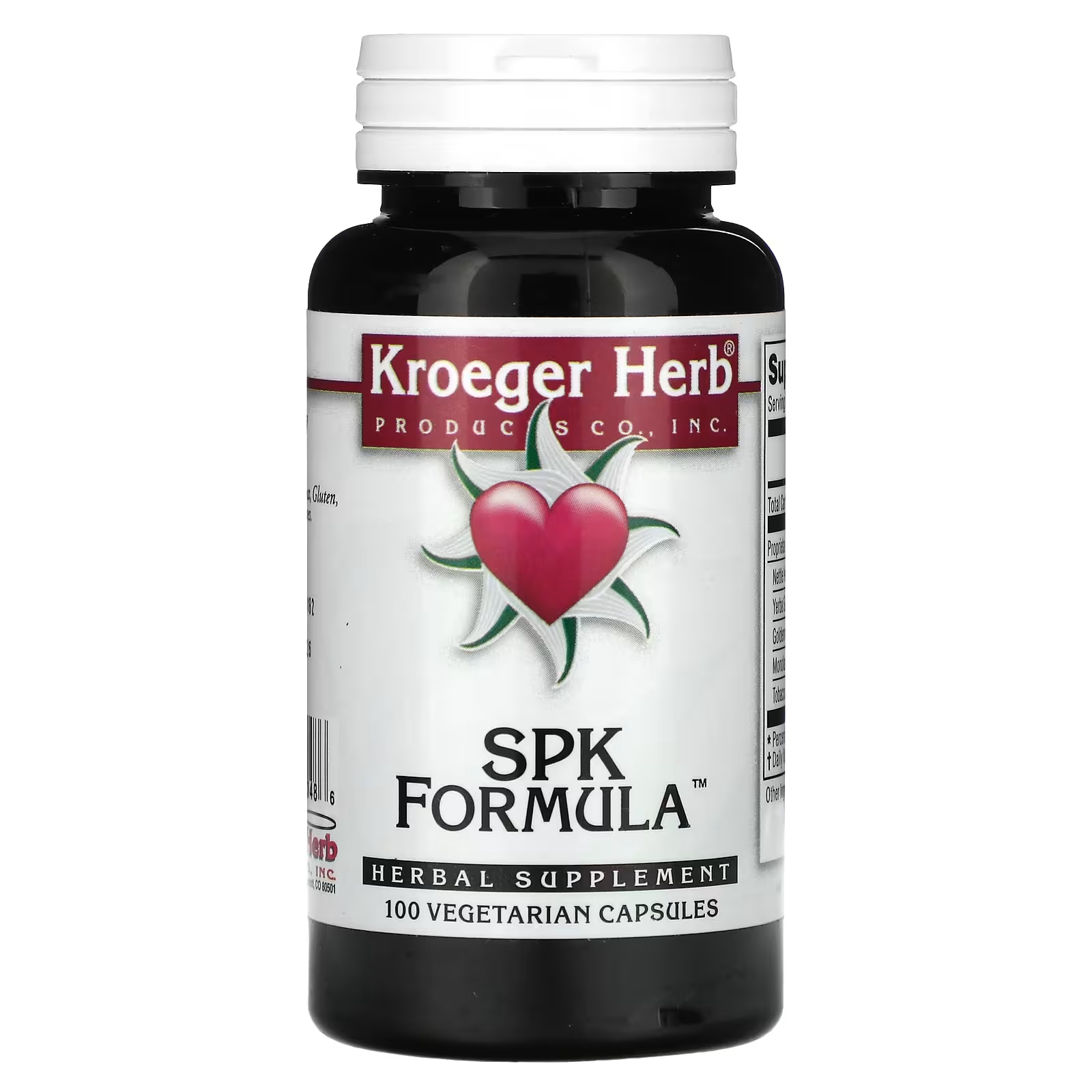 Растительная добавка Kroeger Herb Co SPK Formula, 100 капсул растительная добавка kroeger herb co lung formula 100 вегетарианских капсул
