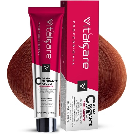Перманентная краска для волос Vitalcare Professional с протеинами шелка оттенок 8/4 Светлый медный блондин 100мл