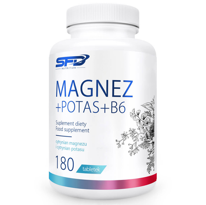 SFD Magnez + Potas + B6 препарат для укрепления мышц, 180 шт. витамин b6 solaray 100 мг 120 капсул