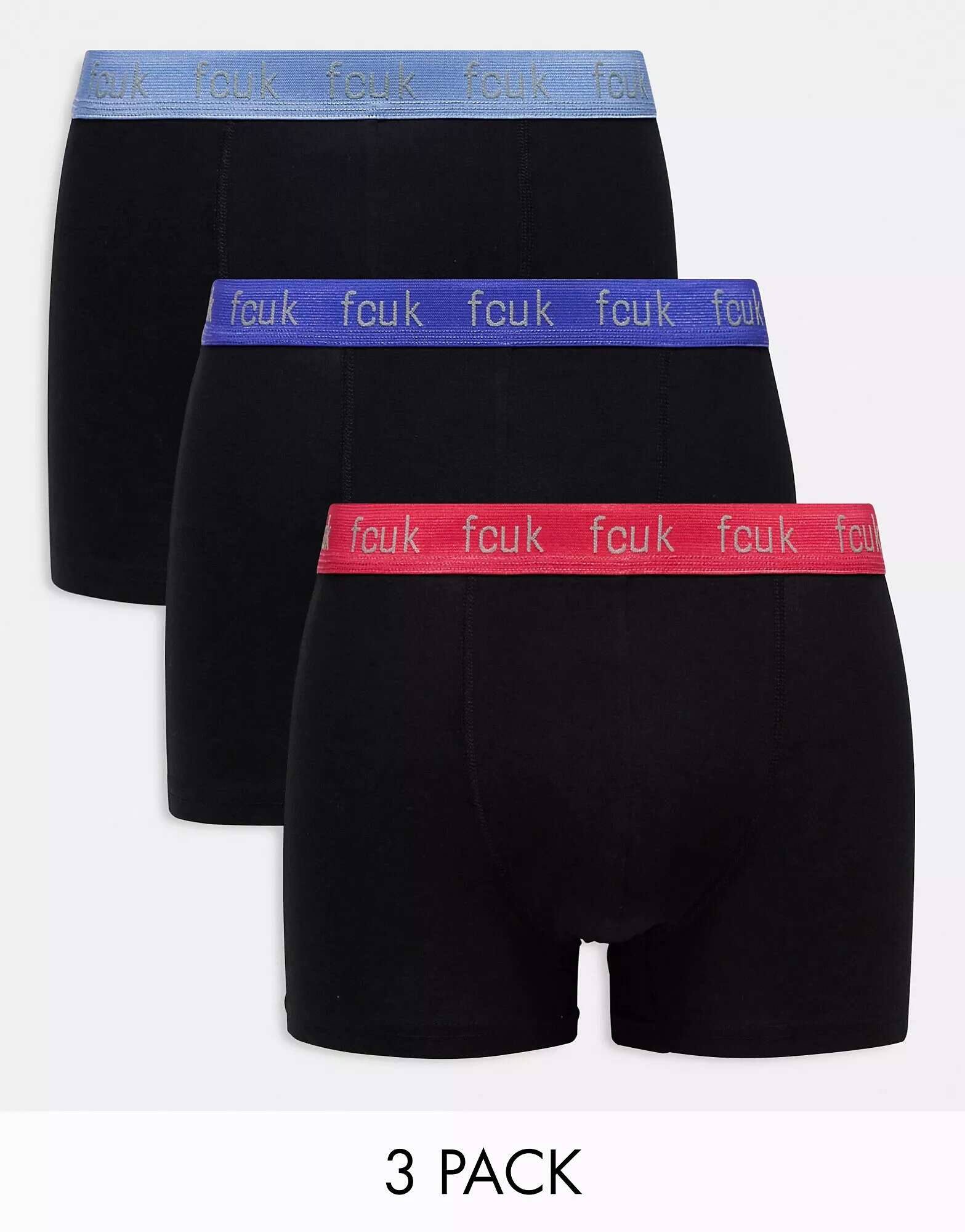 3 пары плавок черного цвета с контрастным поясом FCUK French Connection
