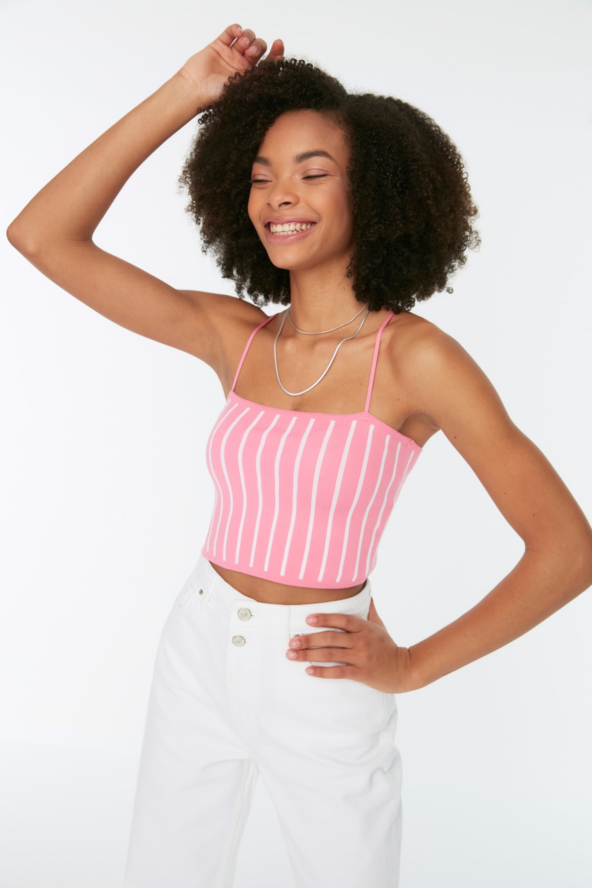 Блузка Trendyol укороченная с цветными блоками, розовый